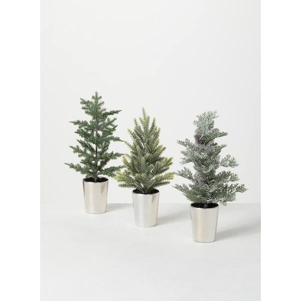 Sullivans 1', 1' & .9' Potted Pine Artificial Tree Set of 3, 12"H, 11.5